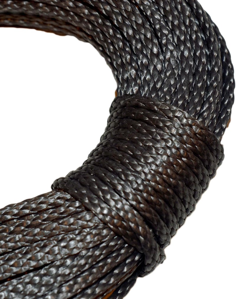 Samson Amsteel Blue Rope 1/4" Strong Dyneema Fiber, 8600 lb Tensile Strength, Torque Free, Low Stretch, 12 Strand, Easy to Splice, Wire Replacement and More (1/4" x 75', Black)
